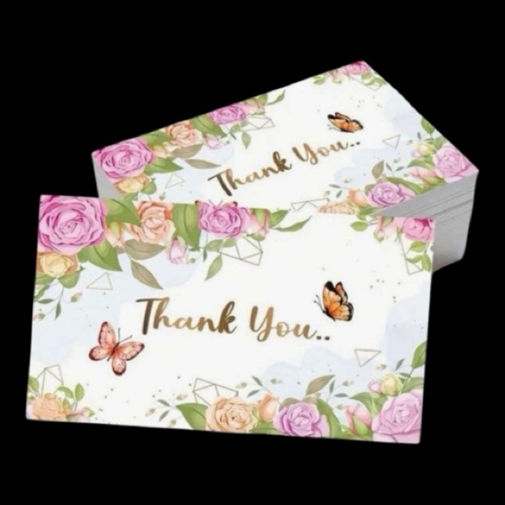 Set of 25 Floral ‘Thank You’ Cards with Butterflies